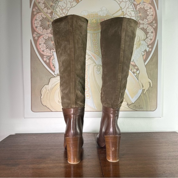 Vince Corrine Brown Tan Soft Suede & Leather Tall Pull On Boot - Picture 9 of 11